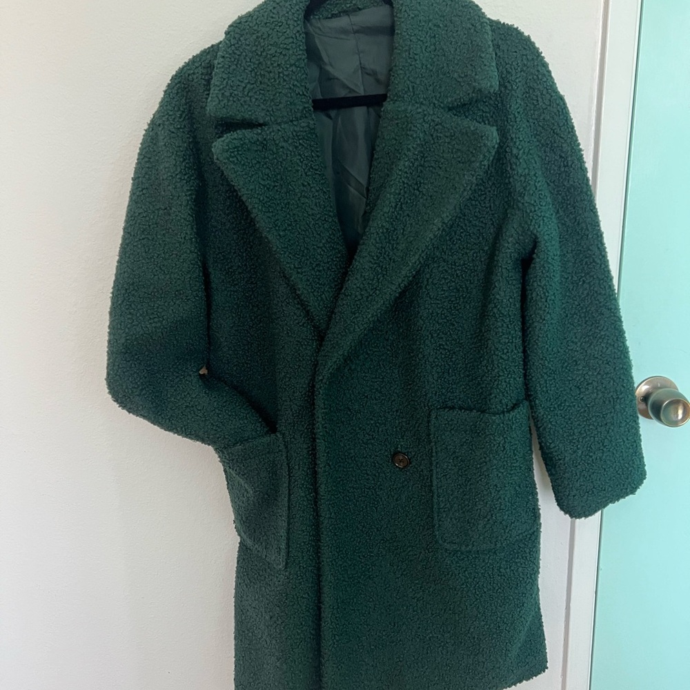 Women’s Green Sherpa Coat
